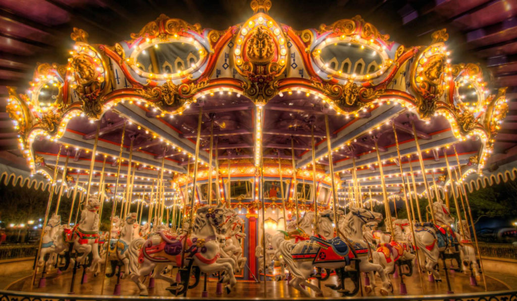 carousel and merry go round amusement park ride